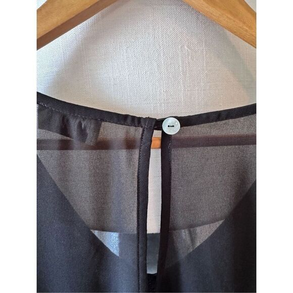 Show Me Your MuMu Black Ruffle Bell Sleeve Sheer Blouse Size Medium - Picture 5 of 8